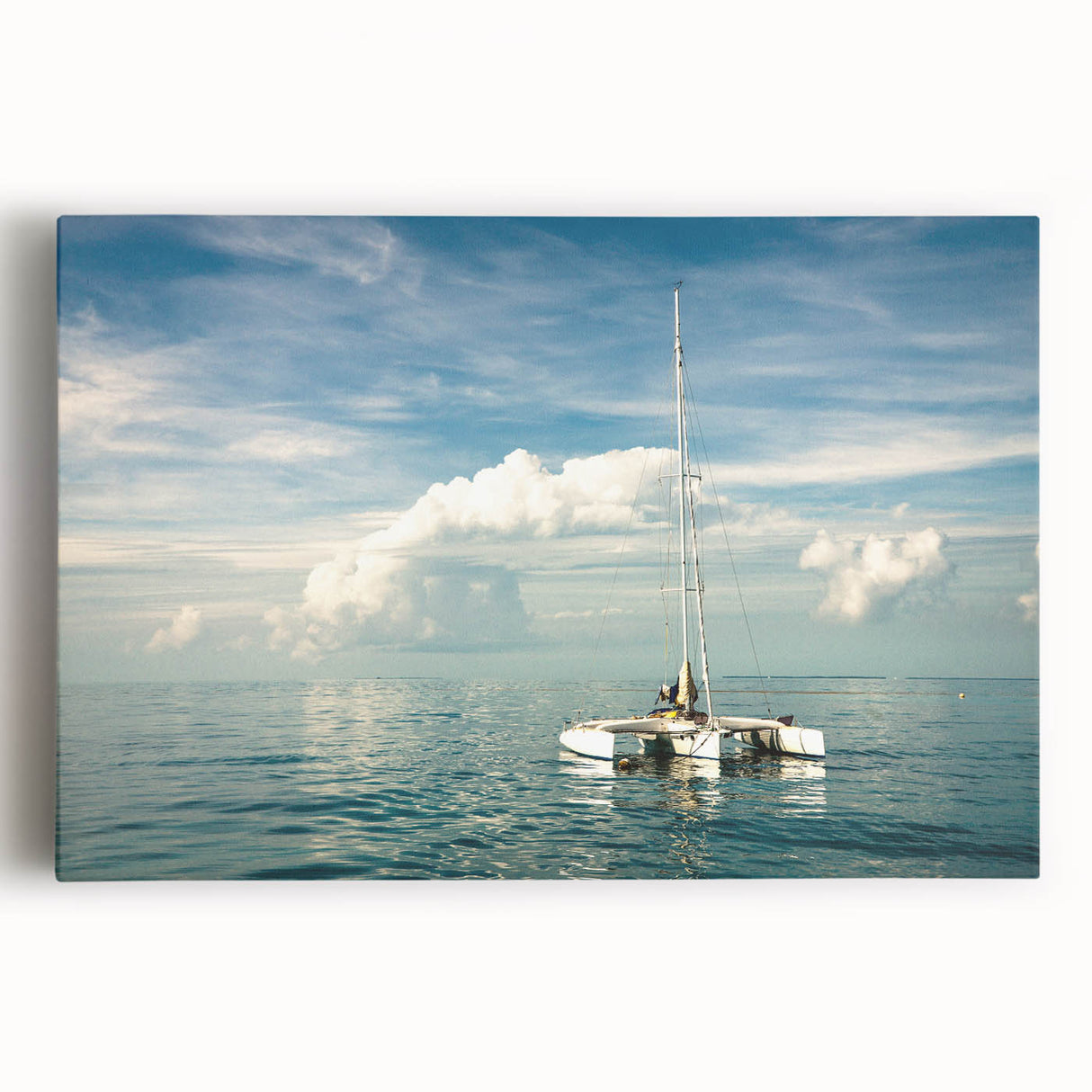 Black and white stretched canvas featuring a serene Florida Keys landscape, ideal for kitchen wall art.