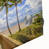 Large abstract wall art of Palm Beach with mid-century modernist style in vibrant colors on acrylic glass.