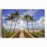 Black and white photograph of Florida Palm Beach on stretched canvas, ideal for kitchen wall art.
