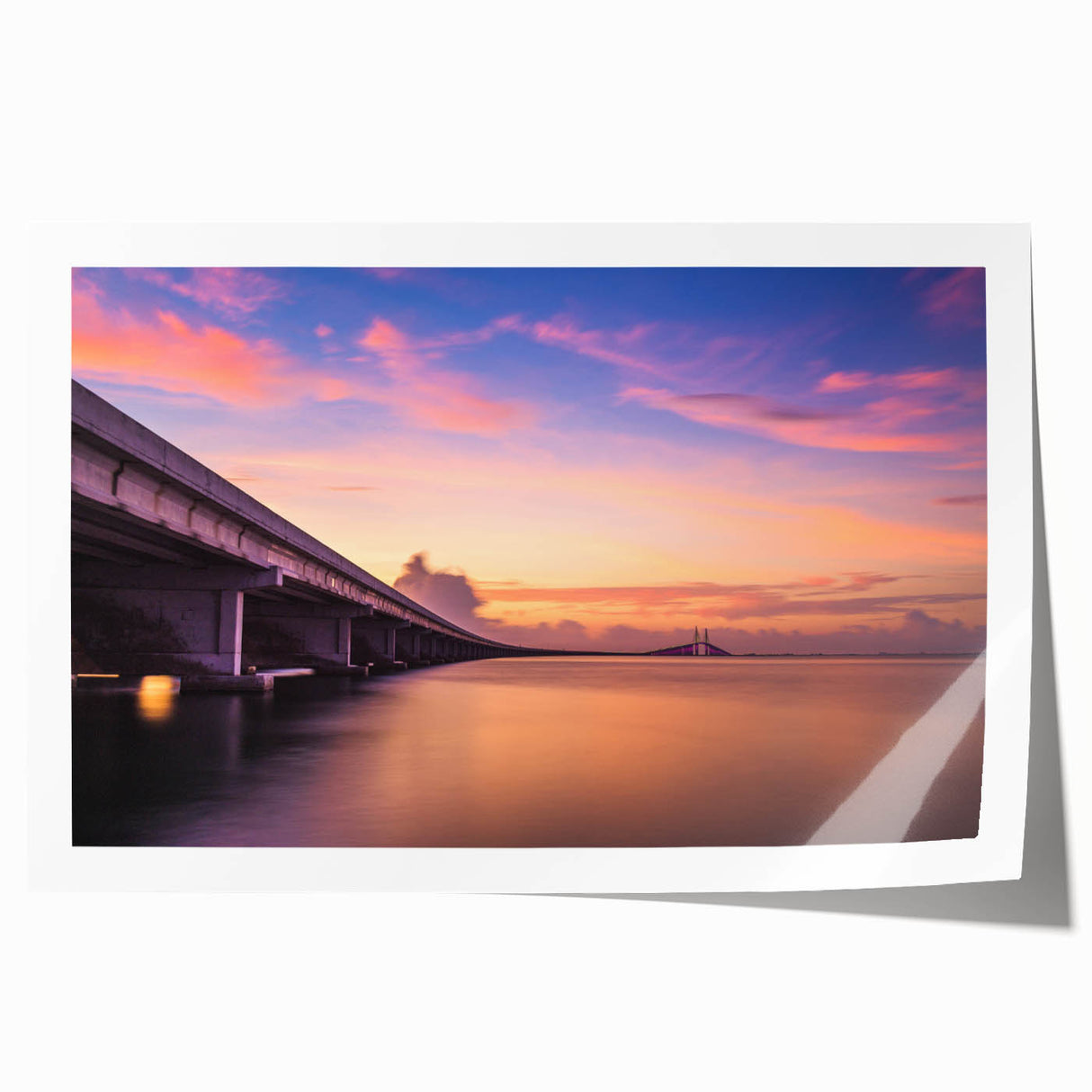 Rolled print of Tampa skyline in muted gray and blue tones, ideal for art wall dining room.