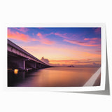 Rolled print of Tampa skyline in muted gray and blue tones, ideal for art wall dining room.