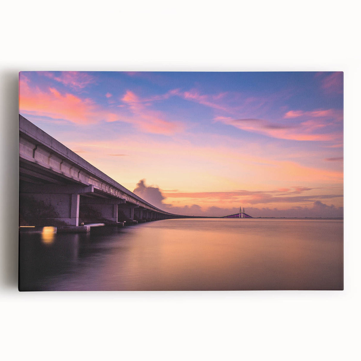 Black and white large art print of Tampa skyline on stretched canvas, ideal for kitchen wall art.