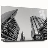Acrylic print of Atlanta skyline in muted twilight hues, suitable for bedroom or dining room decor.