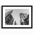 Abstract Atlanta skyline depicted in vibrant, colorful art on a large framed canvas, suitable for living room decor.