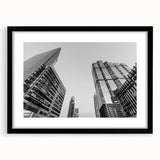 Abstract Atlanta skyline depicted in vibrant, colorful art on a large framed canvas, suitable for living room decor.