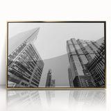Large art print of Atlanta skyline in gold tones on acrylic, in a mid-century modernist style, suitable for modern decor.