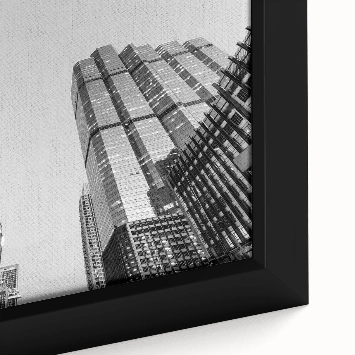 Extra large framed canvas featuring a textured depiction of the Atlanta skyline in vibrant colors.