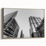 Framed canvas featuring a vintage-style Atlanta skyline in muted gold and black tones, ideal for bedroom wall decor.