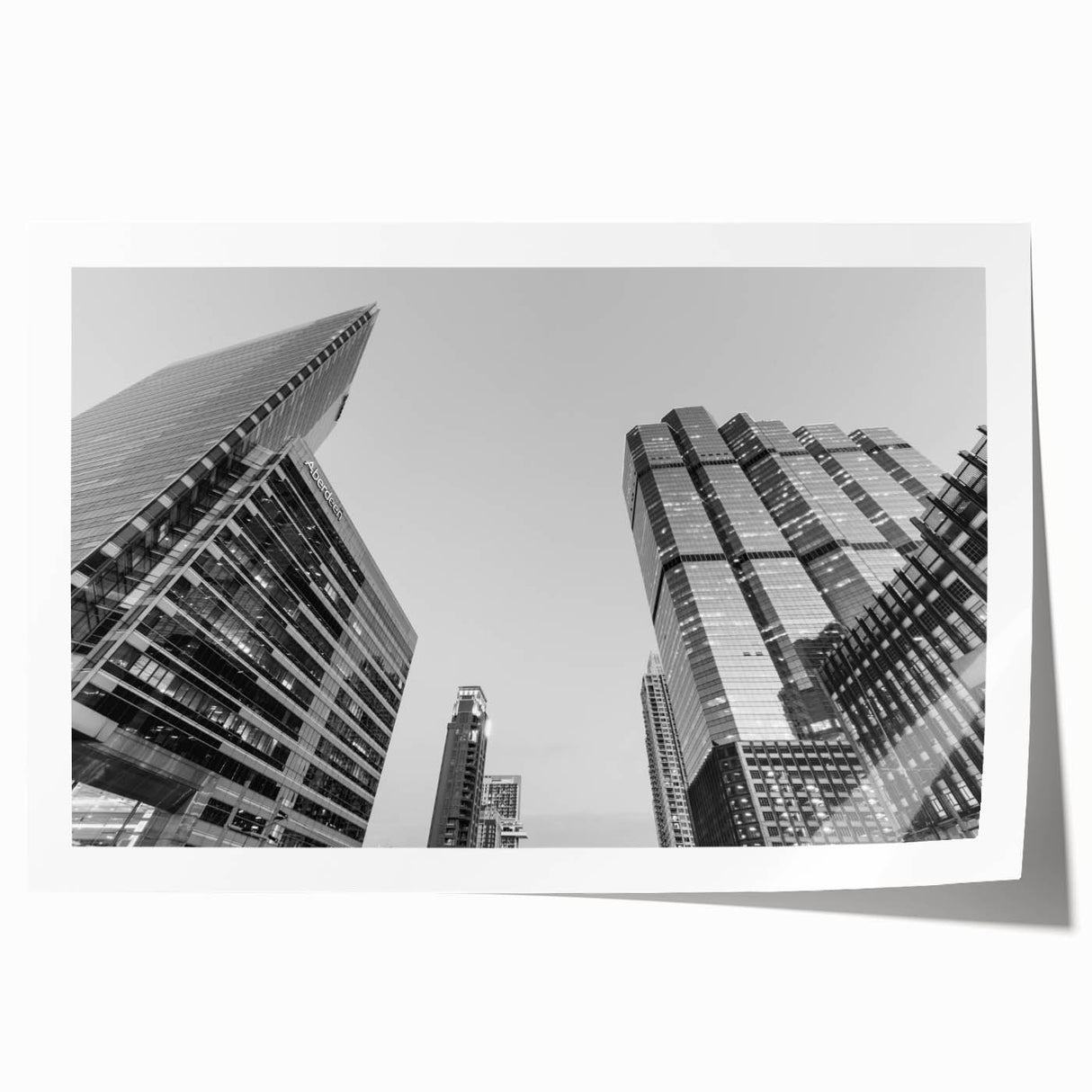 Atlanta skyline in muted gray tones on a rolled canvas, suitable for art wall dining room placement.