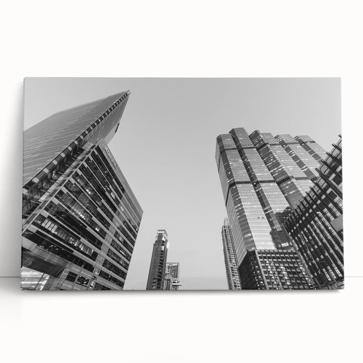 Black and white stretched canvas of Atlanta skyline, ideal for kitchen wall art or bedroom ambiance.