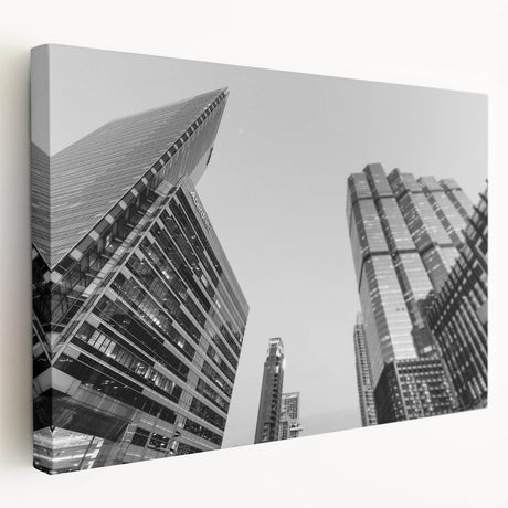 Atlanta skyline depicted in muted gray and blue tones on a large stretched canvas, ideal for kitchen wall art.