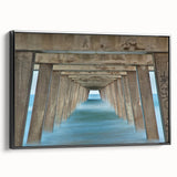Black and white wall art featuring a vintage poster-style landscape of Savannah, Georgia on a framed canvas.