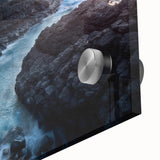 Large abstract wall art featuring a Kauai, Hawaii scenery in mid-century modernist style on acrylic glass.