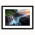 Extra large, textured abstract art print of colorful Kauai landscape on framed canvas, ideal for living room decor.