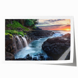 Scenic Kauai landscape on extra large rolled canvas, featuring lush greenery and vibrant sky, ideal for dining room wall art.