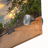Large abstract wall art featuring a Maui scenery in mid-century modernist style on acrylic glass.