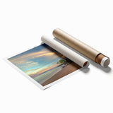 Extra large rolled print of a Maui scenery with lush floral elements in vibrant green and blue tones.