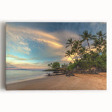 Black and white photo of Maui landscape on stretched canvas, suitable as large kitchen wall art.