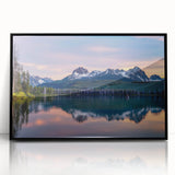 Large abstract wall art depicting Idaho scenery in muted earth tones on a framed acrylic.