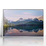 Idaho scenery depicted in art deco style on a white framed acrylic print, suitable for modern nursery decor.