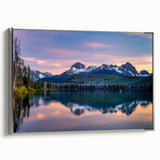 Framed canvas depicting a vintage-style Idaho landscape with vibrant colors on a black background.