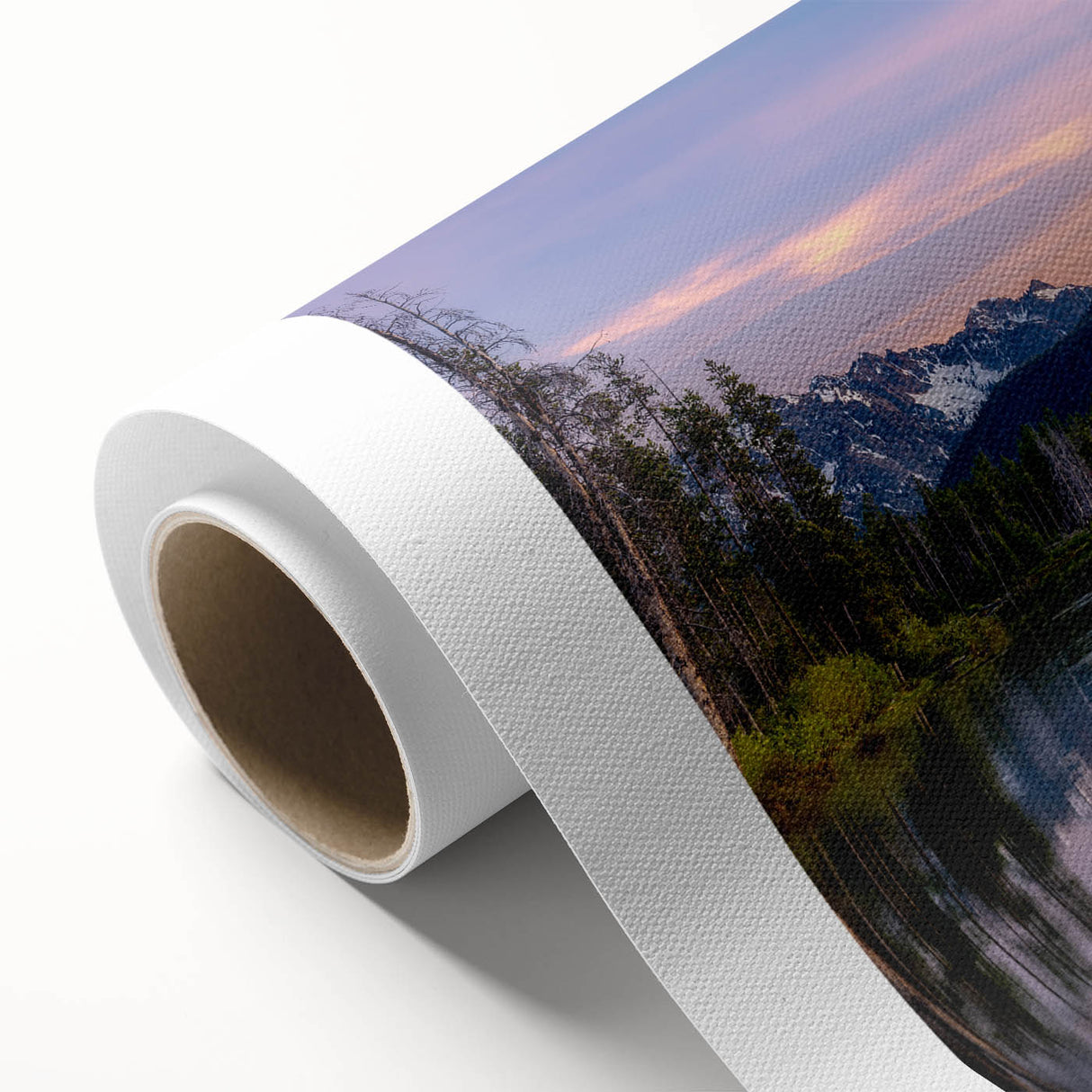 Art Deco poster of Idaho scenery on rolled canvas, featuring muted earth tones, ideal for nursery wall art.