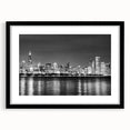 Abstract art print of Chicago skyline in vibrant colors on a large textured canvas, suited for living room decor.