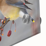 Large abstract wall art featuring vibrant, swirling colors on acrylic glass, ideal for dining room ambiance.