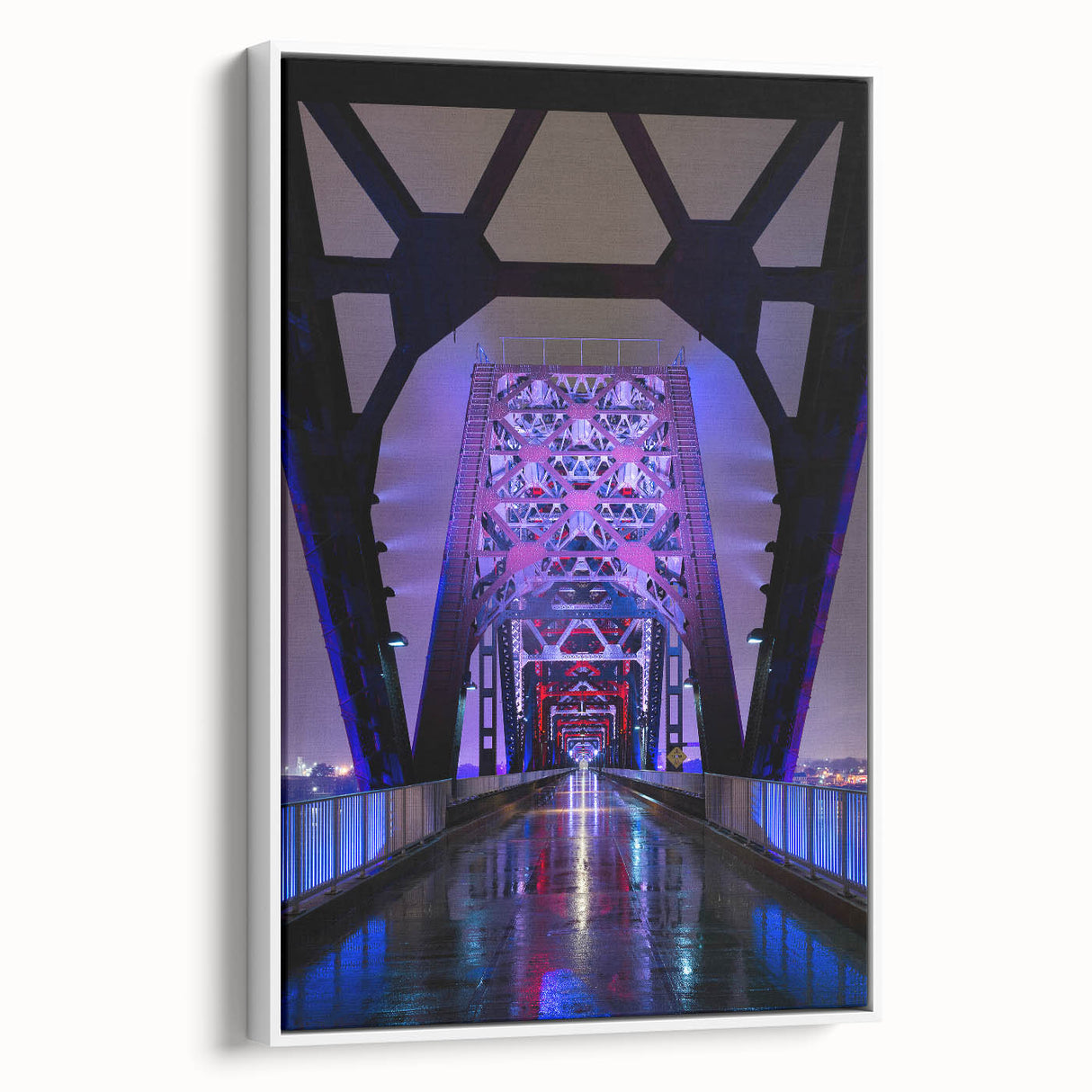 Vintage poster art of Kentucky scenery on extra large framed canvas, featuring colorful art on a black background.