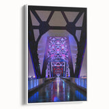 Vintage poster art of Kentucky scenery on extra large framed canvas, featuring colorful art on a black background.