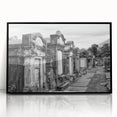 Large abstract wall art depicting a vibrant New Orleans scene in mid-century modernist style, framed in black acrylic.