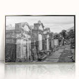 Mid-century modernist art depicting New Orleans landscape in muted colors on a framed acrylic print.