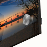 Large abstract wall art depicting Louisiana scenery in mid-century modernist style on acrylic glass.