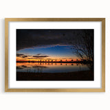 Extra large abstract art print of textured Louisiana scenery in muted earth tones, framed in gold.