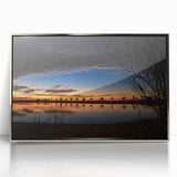 Mid-century modernist art depicting Louisiana scenery in muted earth tones on a framed acrylic print.