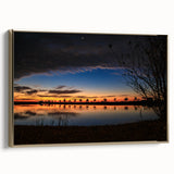 Framed canvas of a vintage-style Louisiana landscape in muted gold and black tones, suitable for bedroom decor.