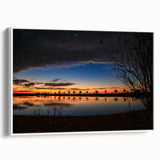 Vintage poster art of Louisiana scenery in vibrant colors on a large framed canvas, ideal for living room decor.