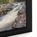 Extra large framed canvas of Acadia, Maine, depicted in textured black with colorful art accents.