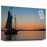 Acrylic print of a serene Maine landscape in muted blue and green shades, ideal for bedroom or dining room decor.