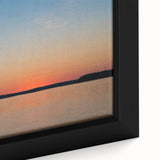Extra large framed canvas featuring a textured depiction of a Maine scenery in black with colorful accents.