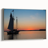 Framed canvas depicting a vibrant Maine landscape with colorful foliage and a serene lake, ideal for living room decor.