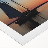 Art deco poster featuring a serene Maine coastline in soft blue and gray tones, printed on rolled canvas.