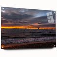 Acrylic print of Annapolis skyline in muted blue and gray tones, ideal for dining room decor.
