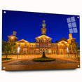 Acrylic print of Baltimore skyline in muted blue and gray tones, suitable for bedroom or dining room decor.