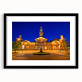 Extra large abstract art print of Baltimore skyline in colorful, textured style on a black framed canvas.