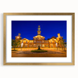 Extra large abstract art print of Baltimore skyline in textured gold frame, ideal for living room decor.