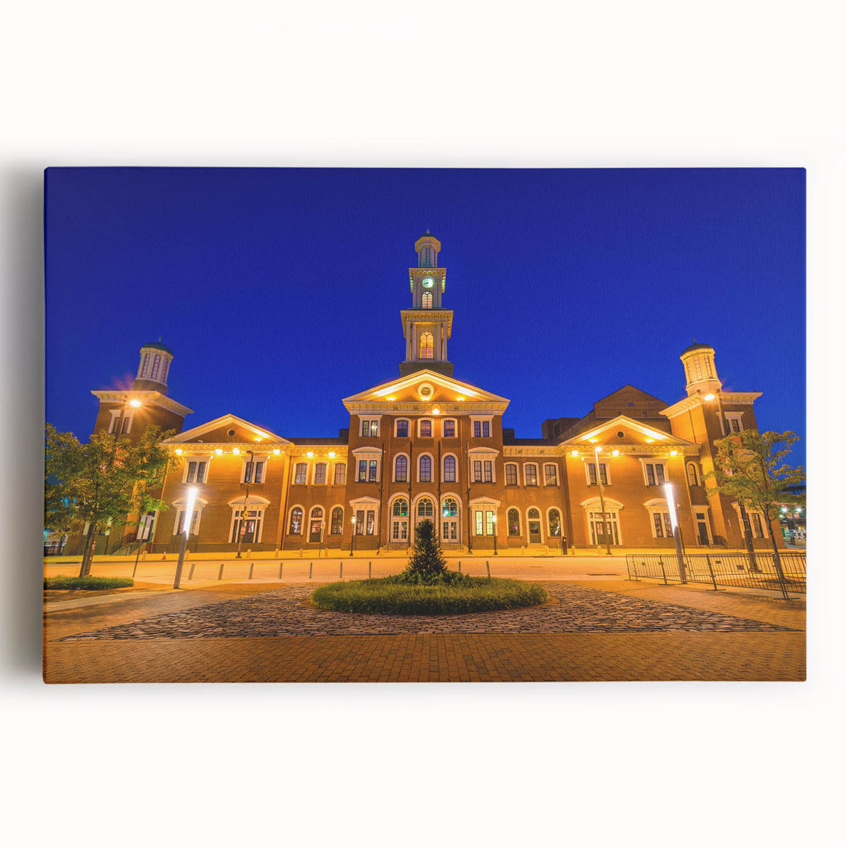 Black and white large art print of Baltimore skyline on stretched canvas, suitable for kitchen wall art.