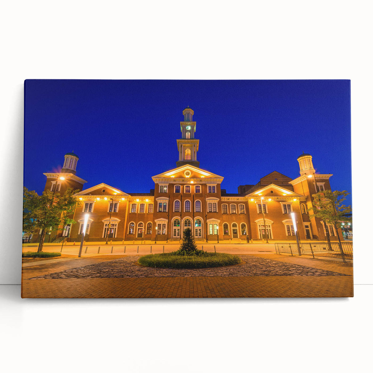 Black and white photo of Baltimore skyline on large stretched canvas, ideal for kitchen wall art.