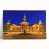 Black and white photo of Baltimore skyline on large stretched canvas, ideal for kitchen wall art.