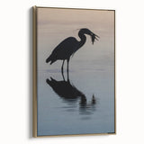 Framed canvas of Chesapeake Bay landscape in muted gold and black tones, suitable as wall art for bedroom.
